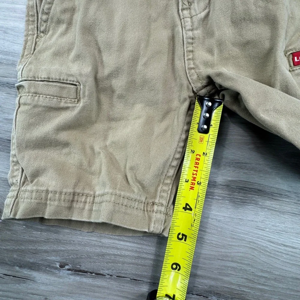 Levis Boys Khaki Cargo Shorts Size 4/5 Tan Cotton Stretch Adjustable‎ Waist